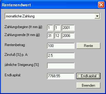 Rentenendwert - Sparen auf ein Ziel - monatlich